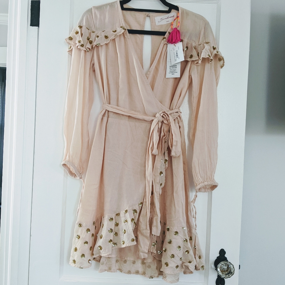 Elegant Cream Wrap Dress